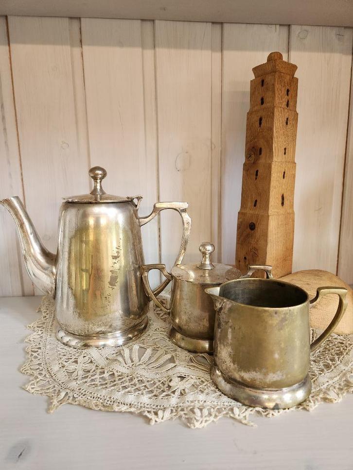 Verzilverde koffiepot setje E.P.N.S, Antiek en Kunst, Curiosa en Brocante, Ophalen of Verzenden