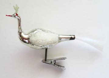 Oude Kerstbal: Vogel 17 Zwaan op knijper met kroontje beschikbaar voor biedingen