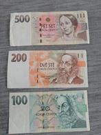 Tsjechische Kroon Bankbiljetten Set - 100, 200, 500, Ophalen of Verzenden, Overige landen, Setje
