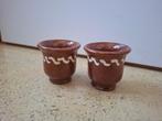 2 ( bloem)potjes Workumer aardewerk, Rond, Ophalen of Verzenden, Zo goed als nieuw, Aardewerk