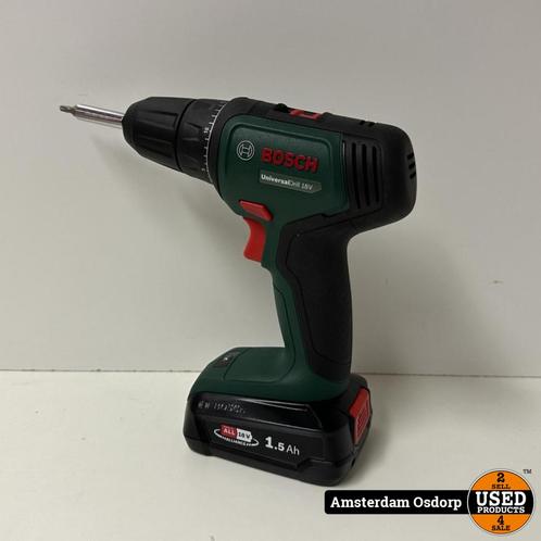 Bosch Universal Drill 18V body + 1,5 Ah Accu | zeer nette st, Doe-het-zelf en Verbouw, Gereedschap | Boormachines, Zo goed als nieuw