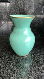 Vintage Sia Vaas - Mintgroen met Gouden Details, Gebruikt, Aardewerk of Porselein, Ophalen of Verzenden, Minder dan 50 cm