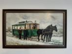 Schilderij paardentram, Antiek en Kunst, Ophalen of Verzenden