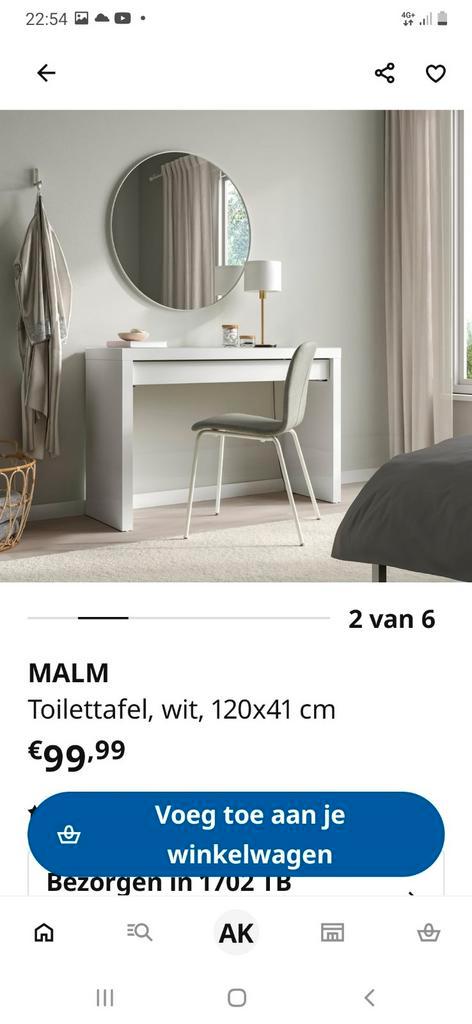 Toilettafel Malm, Huis en Inrichting, Bureaus, Gebruikt, Bureau, Ophalen