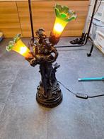 Beeld met 2 kelk lampen Art Nouveau Auguste Moreau, Ophalen of Verzenden, Gebruikt, Glas, Minder dan 50 cm