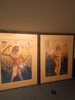 2 Egyptische  afbeeldingen man/vrouw, Antiek en Kunst, Ophalen