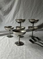 Vintage Franse RVS ijscoupes met lepels – design dessert set, Ophalen, Overige materialen, Overige stijlen, Overige typen