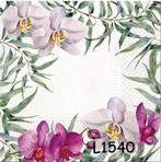 Servetten decoupage/bullet journal – orchideeën L1540, Verzenden, Nieuw, Materiaal