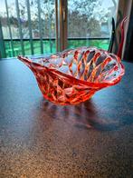 Schaal Ovaal Kristal Mandarijn Abrikoos Kleur Persglas 1950, Ophalen of Verzenden