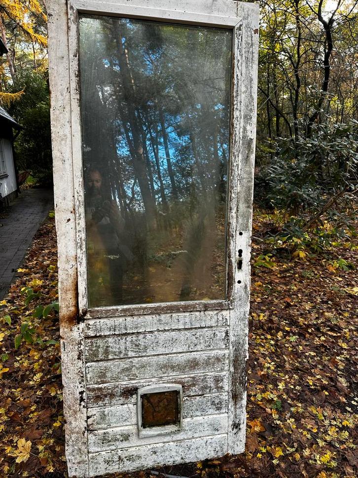 Massieve Houten Buitendeur, Doe-het-zelf en Verbouw, Deuren en Horren, Gebruikt, Buitendeur, 200 tot 215 cm, 80 tot 100 cm, Hout
