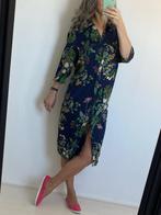 Jurk Sara Lindholm jurk donkerblauw groen roze bloemen 48, Blauw, Maat 46/48 (XL) of groter, Ophalen of Verzenden, Zo goed als nieuw
