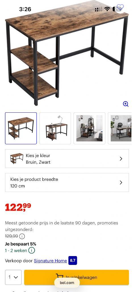 Bureau bruin vintage Look - Computertafel, Huis en Inrichting, Bureaus, Zo goed als nieuw, Bureau, Ophalen