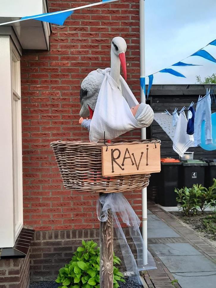Te HUUR ooievaar, geboorte, baby, versiering baby, Kinderen en Baby's, Kraamcadeaus en Geboorteborden, Nieuw, Geboortebord, Ophalen