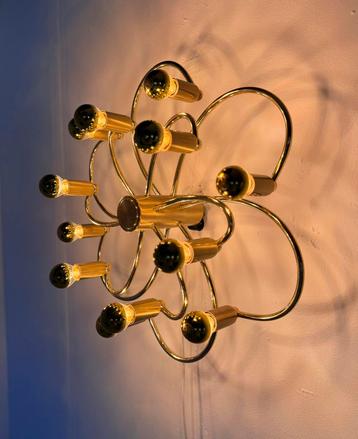 Vintage messing wand/plafondlamp, Scolari ‘70 beschikbaar voor biedingen