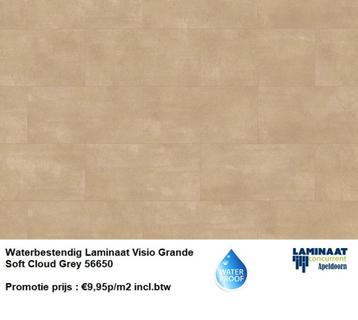 Waterbestendig Tegel Laminaat Soft Cloud Grey €9,95p/m2 beschikbaar voor biedingen