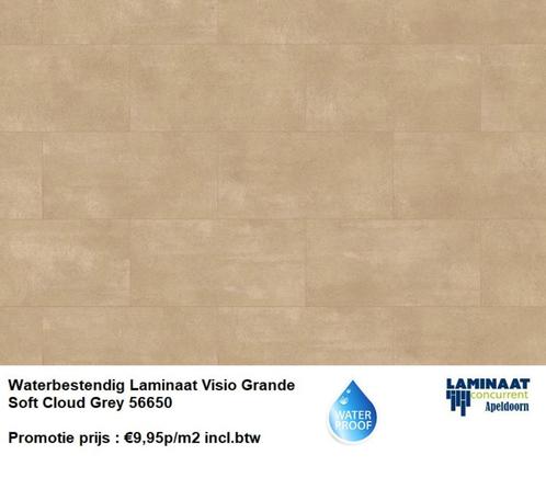 Waterbestendig Tegel Laminaat Soft Cloud Grey €9,95p/m2, Huis en Inrichting, Stoffering | Vloerbedekking, Nieuw, Laminaat, Crème