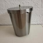 Zilverkleurige Vuilnisbak met Deksel & Pootjes, Ophalen of Verzenden, Zo goed als nieuw, Rvs, Minder dan 50 cm
