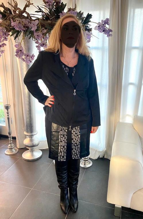 Zwarte blazer jasje met rits Frank Walder maat 48 XXL ZGAN!, Kleding | Dames, Jasjes, Kostuums en Pakken, Zo goed als nieuw, Maat 46/48 (XL) of groter