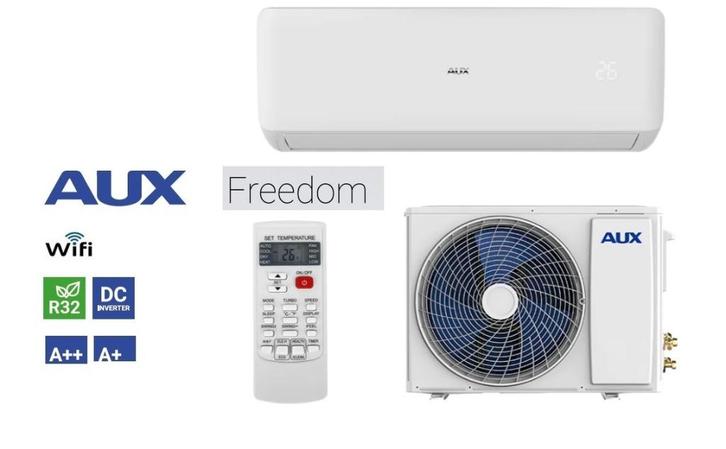 PROMO !  AUX FREEDOM INVERTER A++  R32 WIFI  WARMTEPOMP, Witgoed en Apparatuur, Airco's, Nieuw, Wandairco, 100 m³ of groter, 3 snelheden of meer