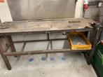 Lastafel staal met schappen voor bakken, Ophalen, Gebruikt, 170 cm of meer, Bankschroef
