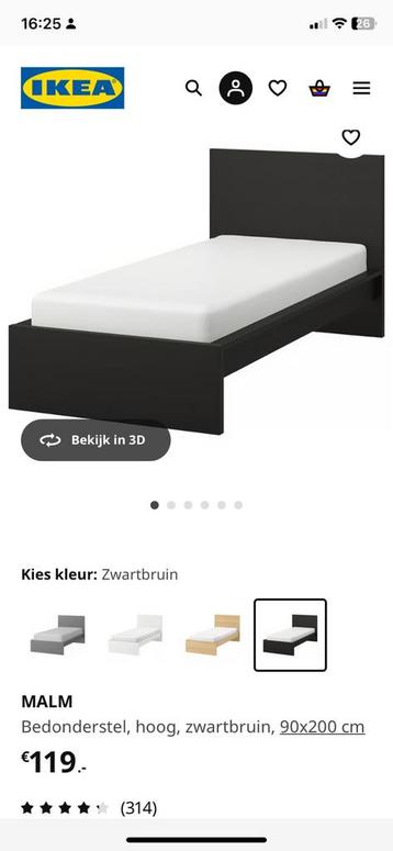 Ikea Malm 1p bed met twee bedlades en lattembodem - afbeelding 1