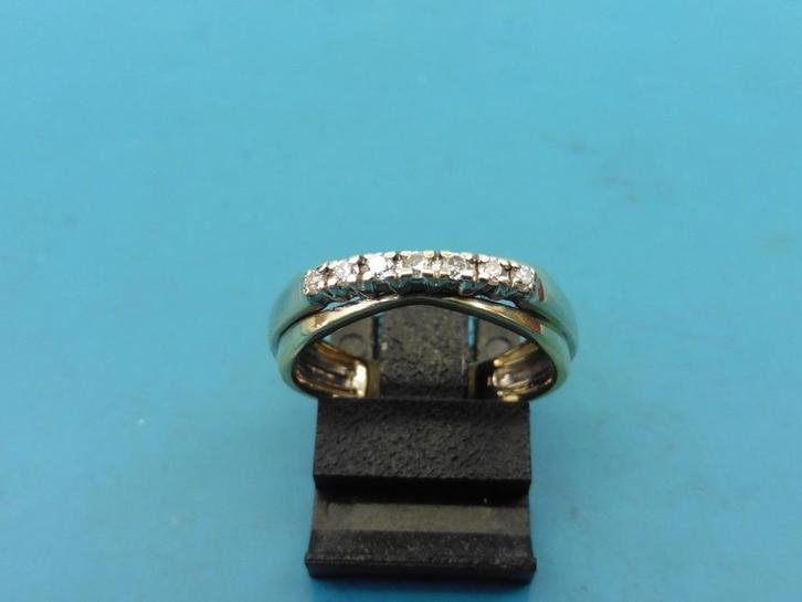 Gouden damesring met briljant                            G92, Sieraden, Tassen en Uiterlijk, Ringen, Gebruikt, Dame, 17 tot 18