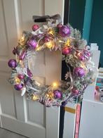 Kerstversiering Kerstballen Kerstkrans Roze Zilver Wit, Ophalen