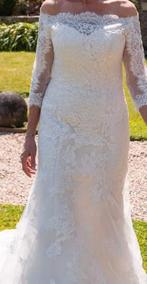 Zgan kanten trouwjurk van Tres Chic maat 36 38 boothals, Ophalen of Verzenden, Zo goed als nieuw, Wit, Trouwjurk
