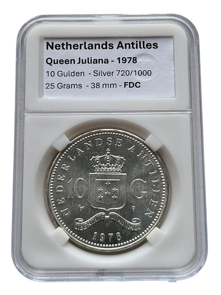 Nederlandse Antillen 10 Gulden 1978 "150th anniversary", Postzegels en Munten, Munten | Amerika, Midden-Amerika, Zilver, Ophalen of Verzenden