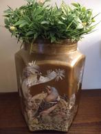 Goudkleurige vaas voor kunstbloemen, Huis en Inrichting, Woonaccessoires | Vazen, Ophalen of Verzenden, Groen, Glas, Minder dan 50 cm