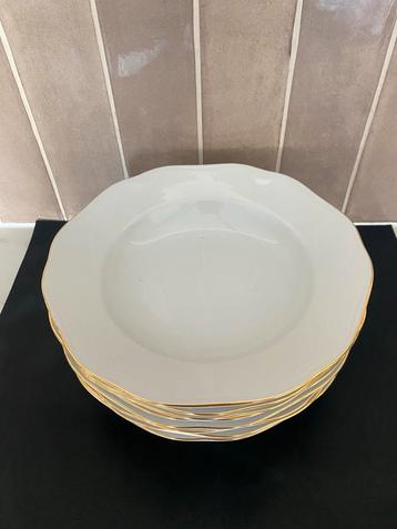 Bohemia Diepe Borden Set - Gouden Rand - 8 stuks beschikbaar voor biedingen
