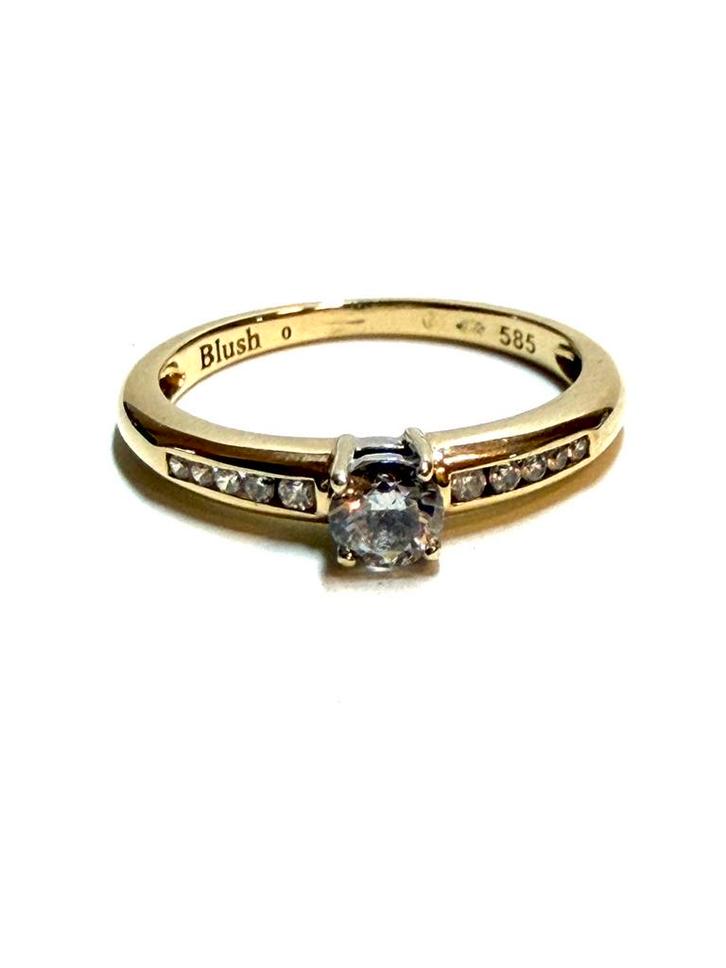 14k gouden ring met zirkonia stenen, Sieraden, Tassen en Uiterlijk, Ringen, Zo goed als nieuw, Dame, Kleiner dan 17, Goud, Goud