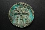Bronzen icoon plaquette hanger afbeelding kruisiging Jezus, Ophalen of Verzenden
