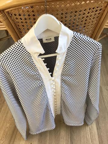 ANNA! Lúxe Blouse 42.StijlvollePareltjes Sluiting.Zwart/Wit  beschikbaar voor biedingen