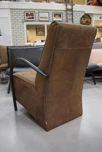 2 x luxe fauteuil BARI Jess design metaal echt leer bruin, Huis en Inrichting, Ophalen, Zo goed als nieuw, Metaal, 50 tot 75 cm