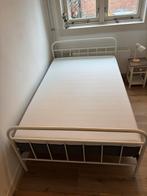 Bedframe 120 cm met Emma matras, Ophalen, Eenpersoons, Wit, Zo goed als nieuw