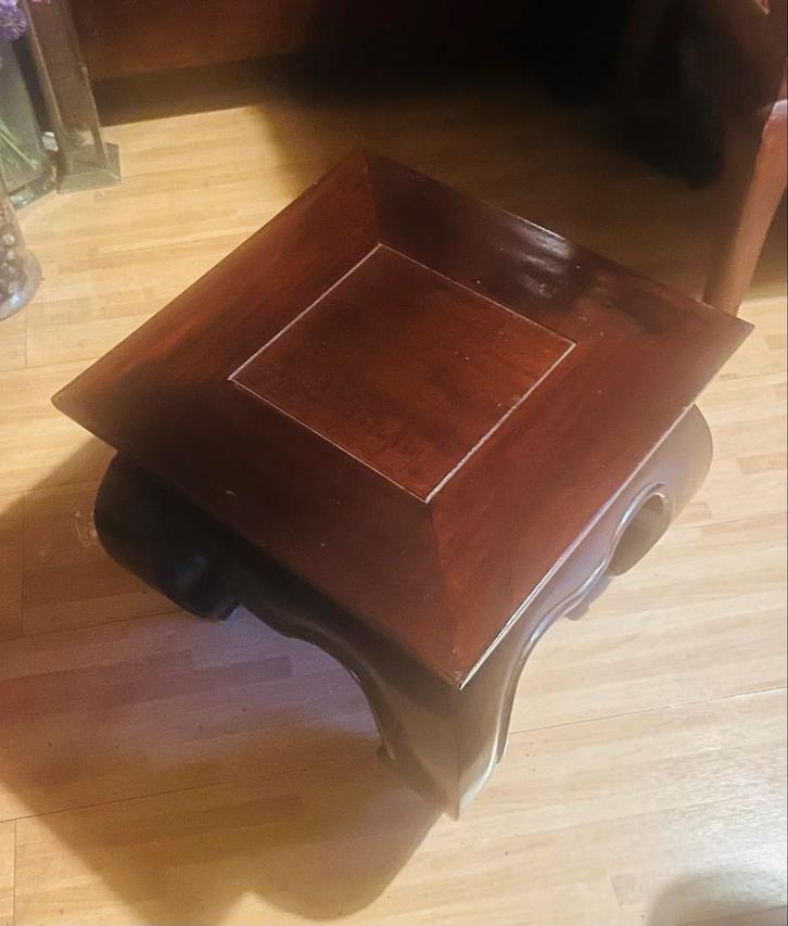 Mooie Opium Koloniale Teak Salontafel Vierkant, Huis en Inrichting, Tafels | Bijzettafels, Zo goed als nieuw, Vierkant, Minder dan 45 cm