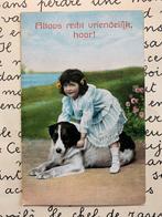 Altoos recht vriendelijk, hoor! - Meisje met hond (CC), Verzamelen, Ansichtkaarten | Themakaarten, Ophalen of Verzenden, Voor 1920