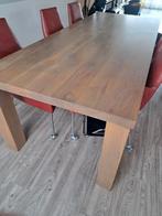 Houten Eettafel met 6 leren stoelen, Huis en Inrichting, Ophalen, 200 cm of meer, 50 tot 100 cm, Vijf personen of meer
