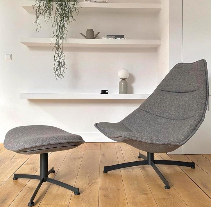 Artifort F586 met P586 ottoman Nederlands design, Huis en Inrichting, Fauteuils, Zo goed als nieuw, Stof, 75 tot 100 cm, 75 tot 100 cm
