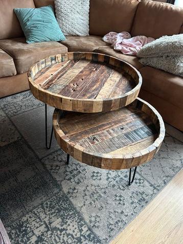 Salontafel set hout metaal beschikbaar voor biedingen