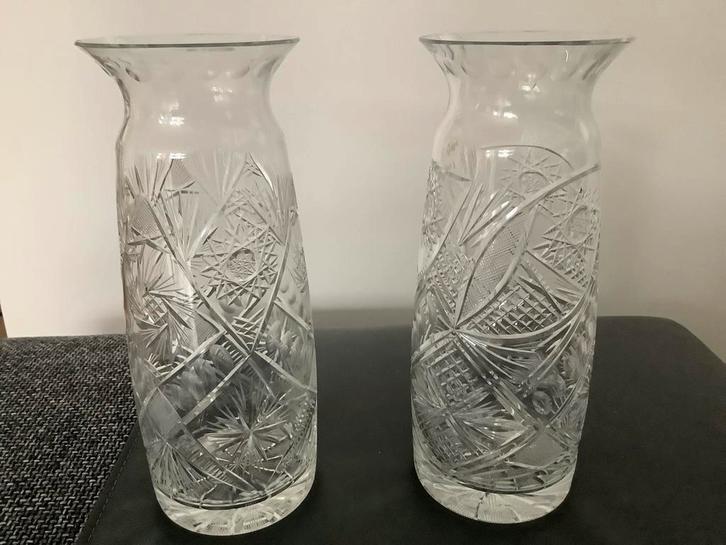 Twee Kristallen Vazen jaren 60, Antiek en Kunst, Antiek | Glas en Kristal, Ophalen of Verzenden