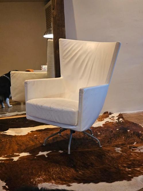 Montis Romeo Draaifauteuils Draaistoel Wit, Huis en Inrichting, Fauteuils, Gebruikt, Leer, Metaal, Ophalen