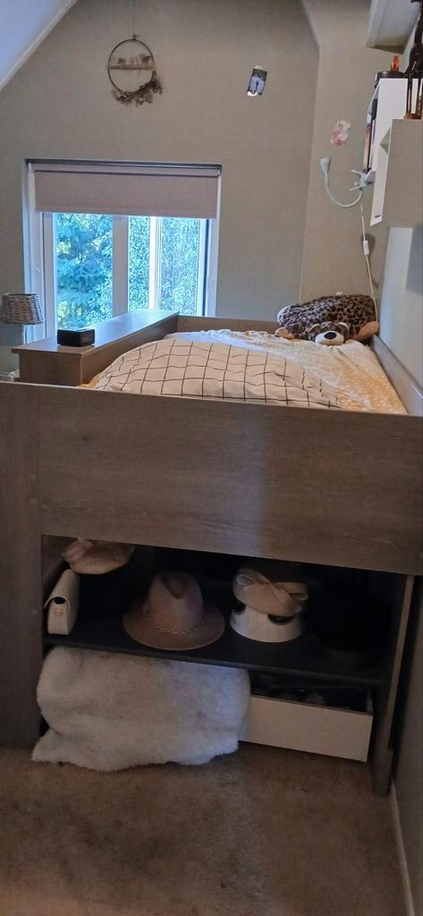 Hoogslaper met bureau en opbergruimte, Antiek en Kunst, Antiek | Meubels | Bedden, Ophalen of Verzenden