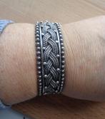 zilveren manchet armband met kabel en spinnetjes [942], Zo goed als nieuw, Zilver, Zilver, Verzenden