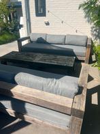 Massief eikenhouten loungeset incl kussens en beschermhoes, Ophalen, Zo goed als nieuw
