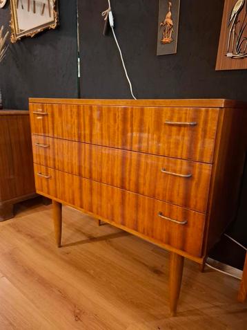 Vintage ladekast teak mid century design kast messing beschikbaar voor biedingen