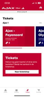 3 kaarten AJAX-FEYENOORD naast elkaar, Tickets en Kaartjes, Losse kaart, Drie personen of meer, December