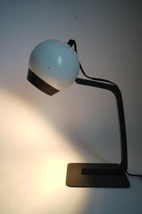 Vintage jaren 70 80 eyebal lamp space age bollamp wit zwart, Huis en Inrichting, Lampen | Tafellampen, Gebruikt, Minder dan 50 cm
