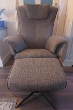 Draai fauteuil met losse hocker., Huis en Inrichting, Ophalen, 75 tot 100 cm, Zo goed als nieuw, Stof